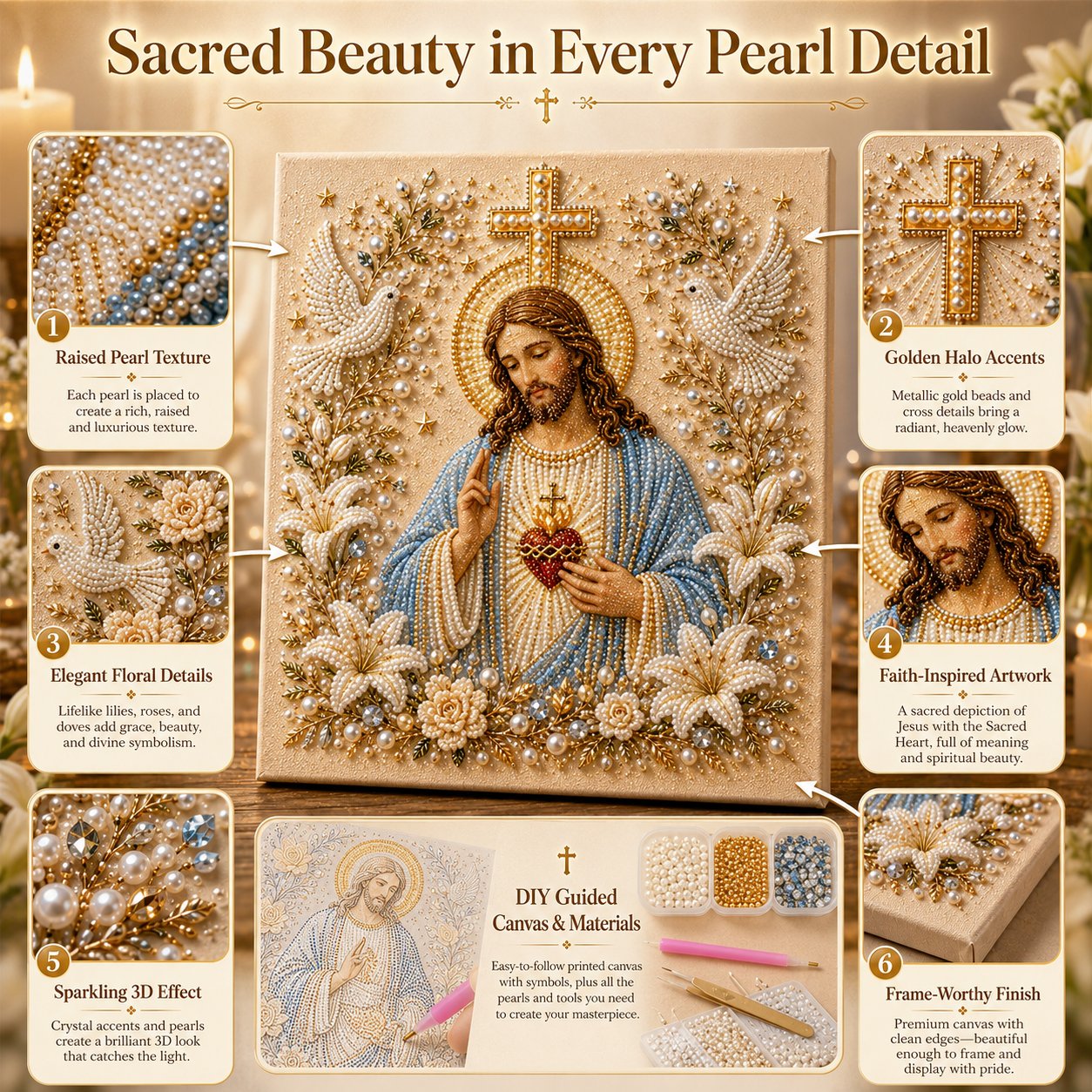 🔥 Last Day 75% OFF – ✝️ DIY Jesus Pearl Art Kit | 3D Pearl-Style Christian Artwork for Prayer Corners & Faith Gifts (📦Buy 3 Free Shipping)