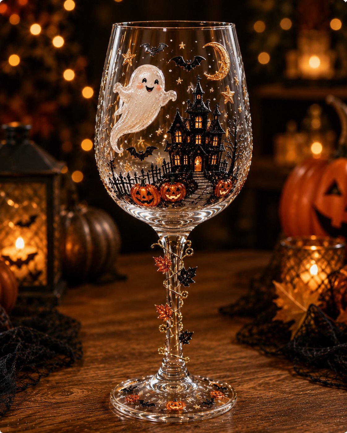 Haunted House Ghost Halloween goblet close-up