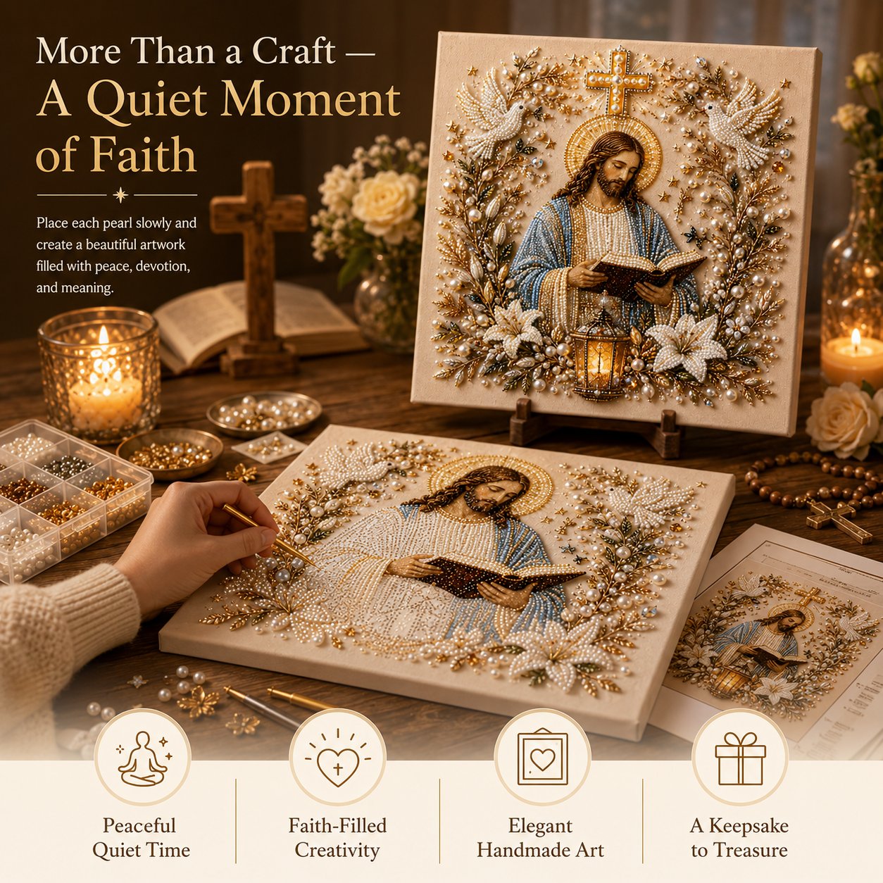 🔥 Last Day 75% OFF – ✝️ DIY Jesus Pearl Art Kit | 3D Pearl-Style Christian Artwork for Prayer Corners & Faith Gifts (📦Buy 3 Free Shipping)