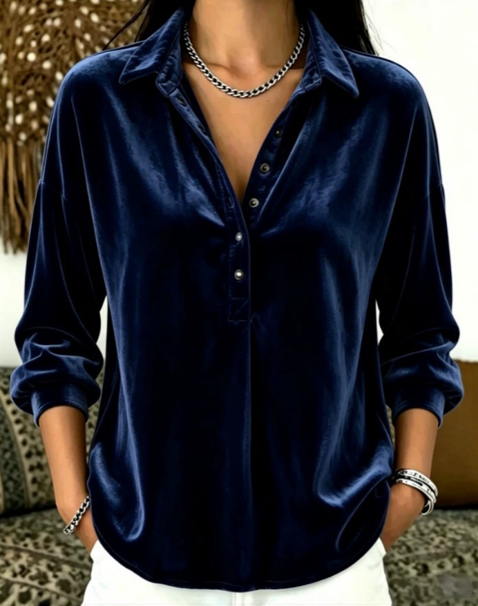 Women's Silky Satin Long-Sleeved Shirt | Luxurious Workwear, Loose Fit and Slimming
