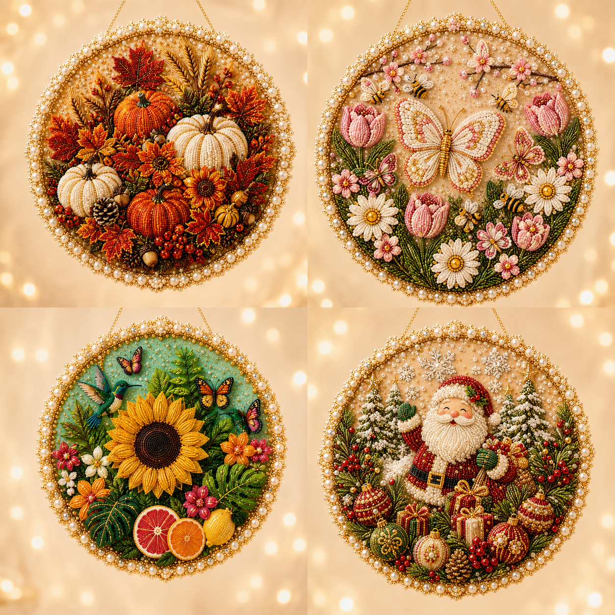✨ Four Seasons Pearl Wreath DIY Kit — Sparkling Seasonal Décor 💎
