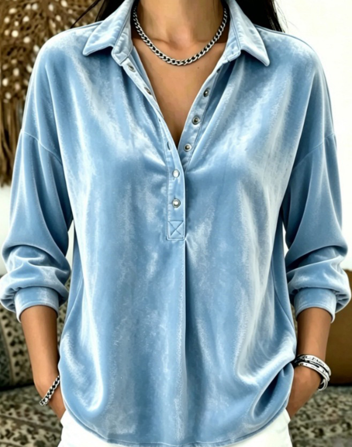 Women's Silky Satin Long-Sleeved Shirt | Luxurious Workwear, Loose Fit and Slimming