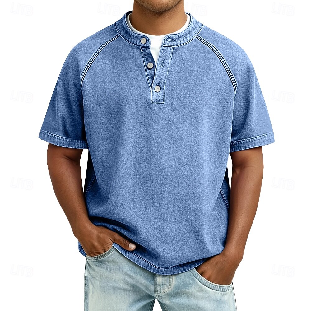 🔥 Limited-Time 50% Off – Men’s Vintage Washed Short Sleeve Henley Shirt