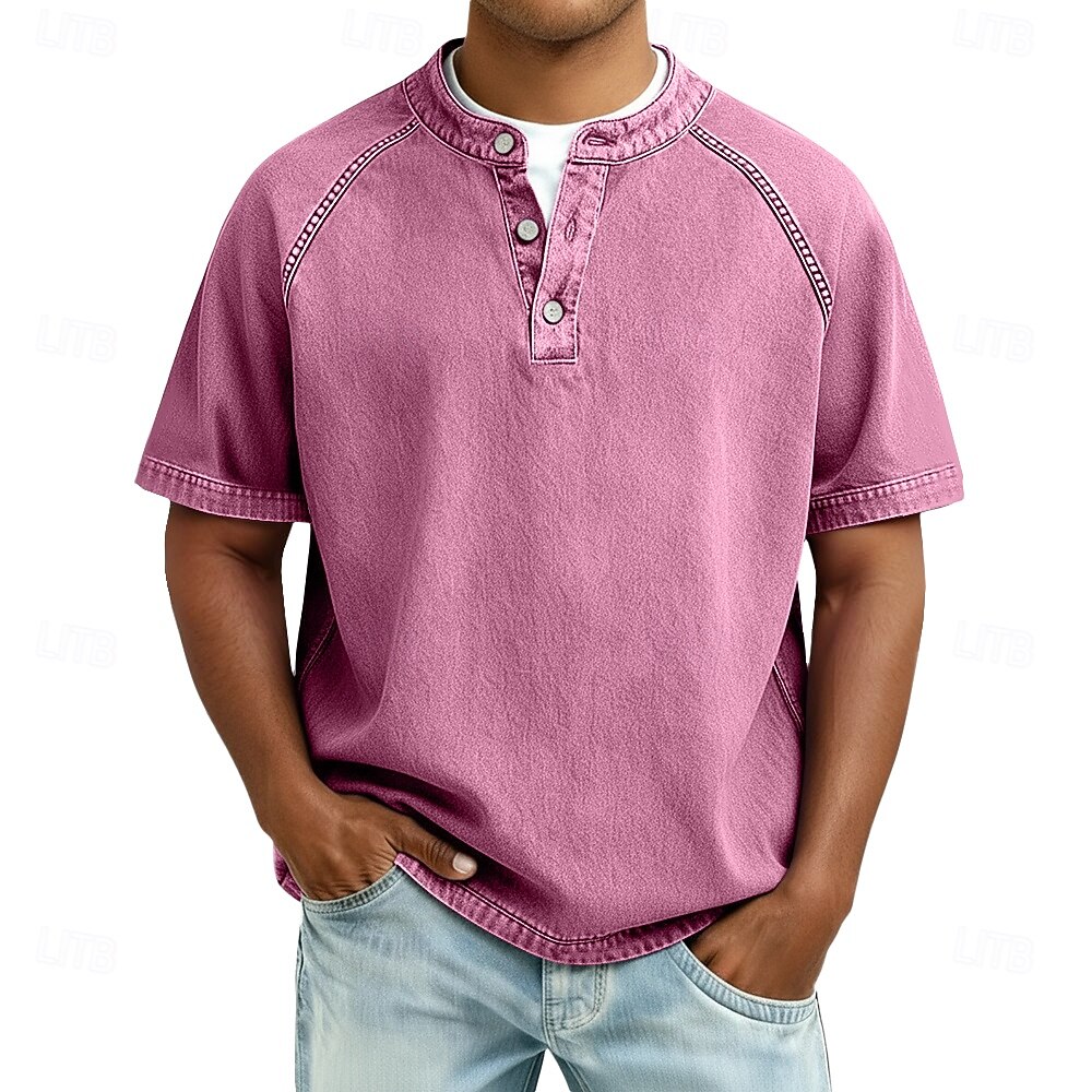 🔥 Limited-Time 50% Off – Men’s Vintage Washed Short Sleeve Henley Shirt