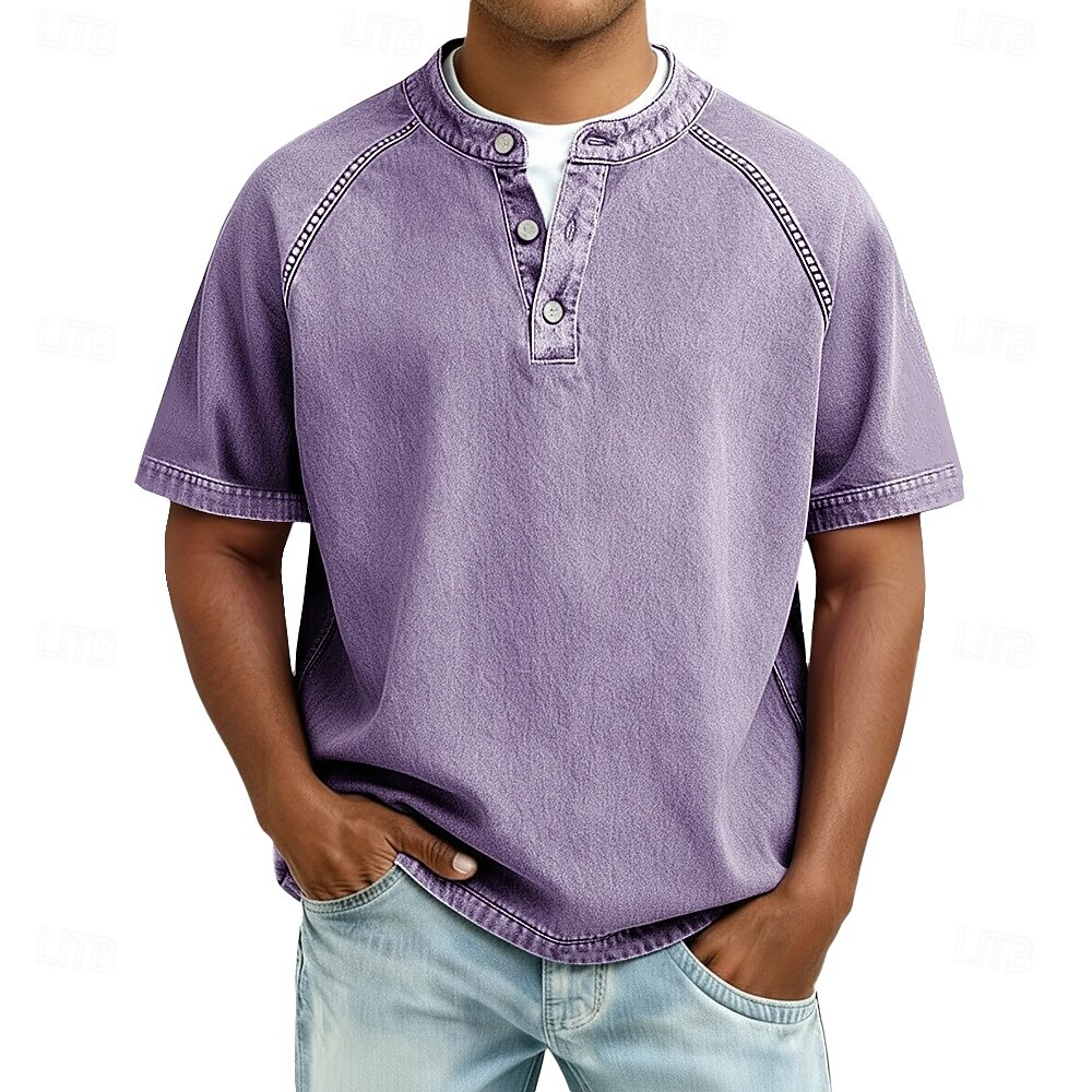 🔥 Limited-Time 50% Off – Men’s Vintage Washed Short Sleeve Henley Shirt