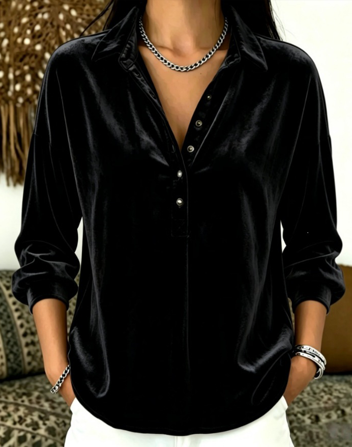 Women's Silky Satin Long-Sleeved Shirt | Luxurious Workwear, Loose Fit and Slimming