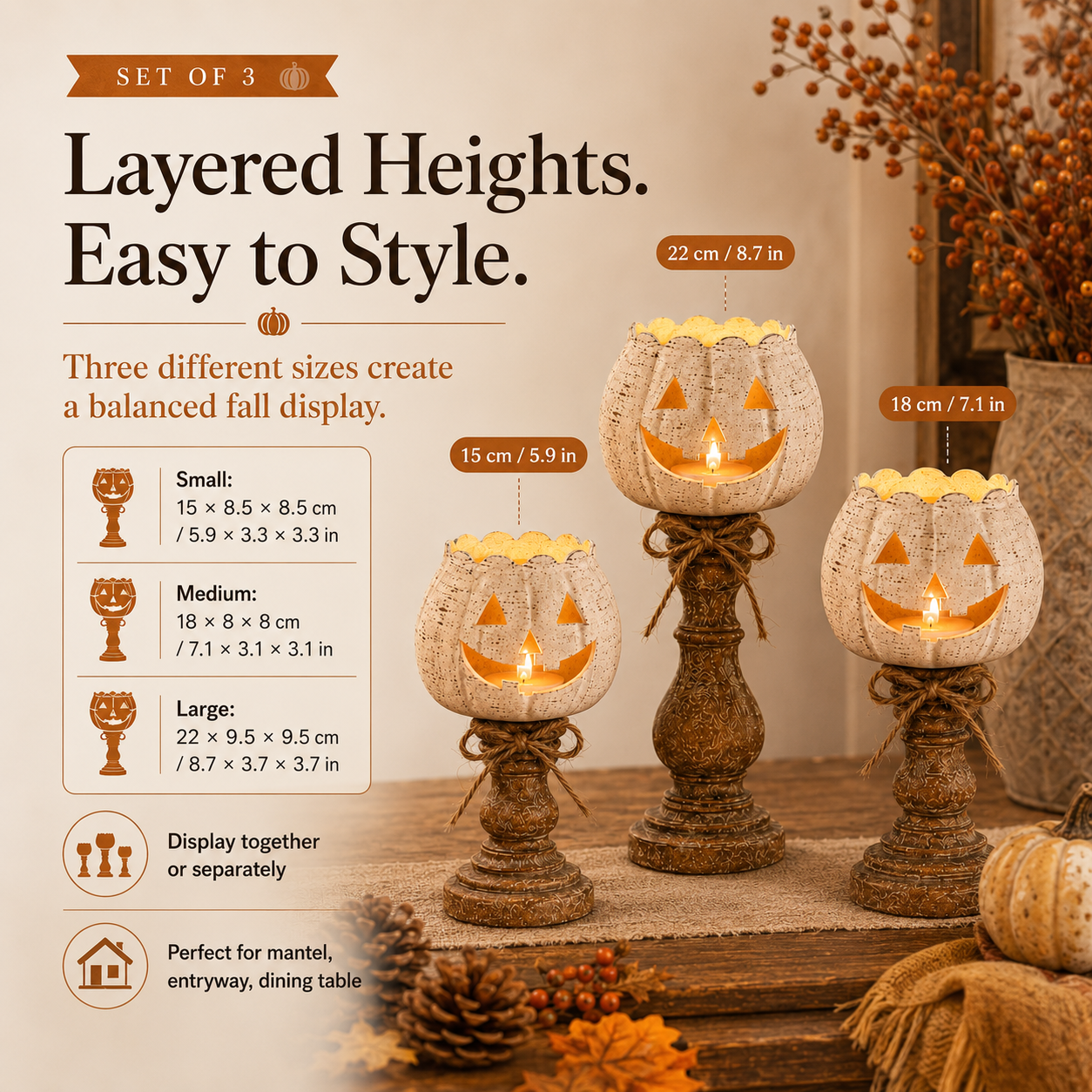 🔥 Last Day 50% OFF 🔥 Rustic White Halloween Tealight Candle Holders