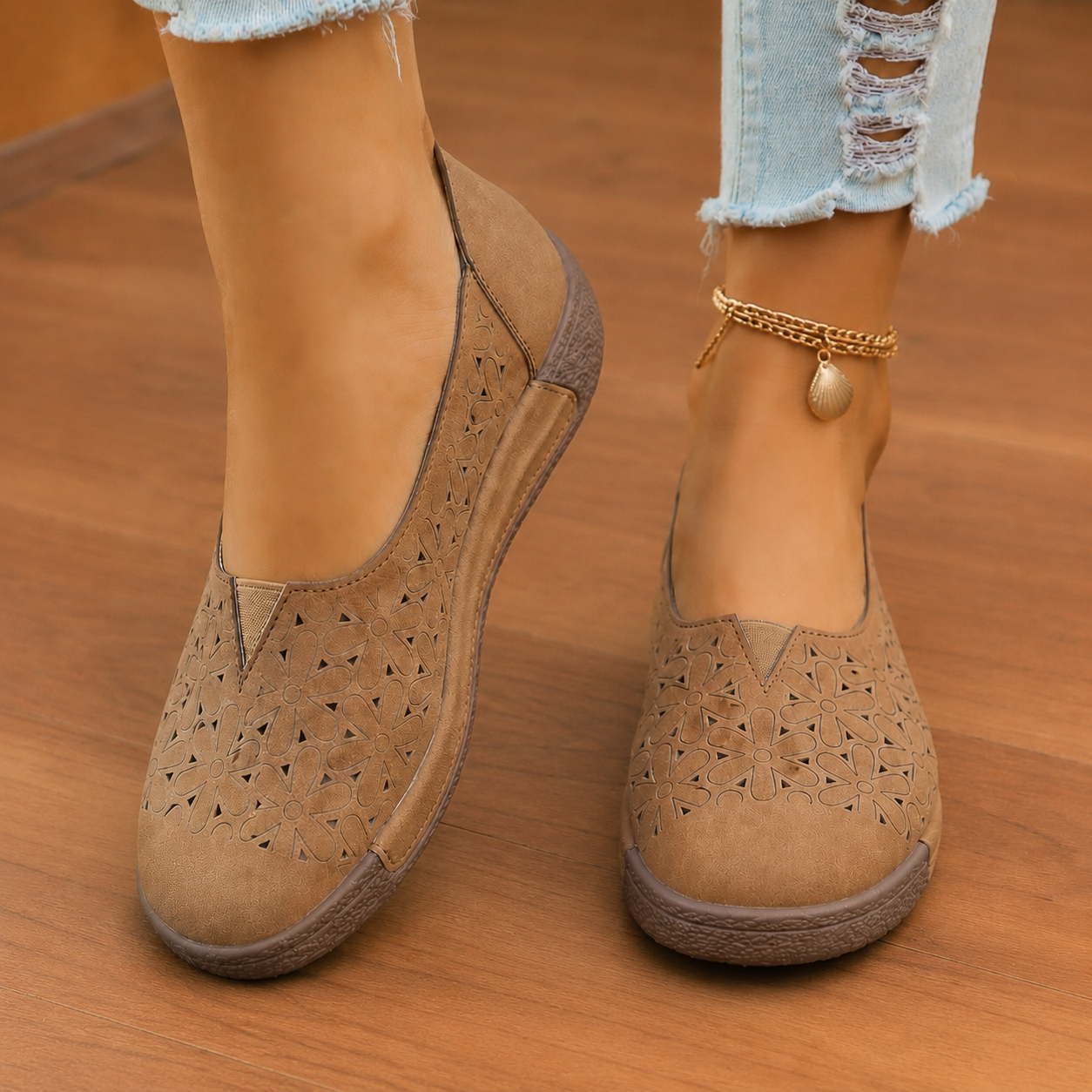 Orthopädische Strick-Slip-On-Sneaker - gestreiftes strukturiertes Design und schnürsenkellose Bequemlichkeit