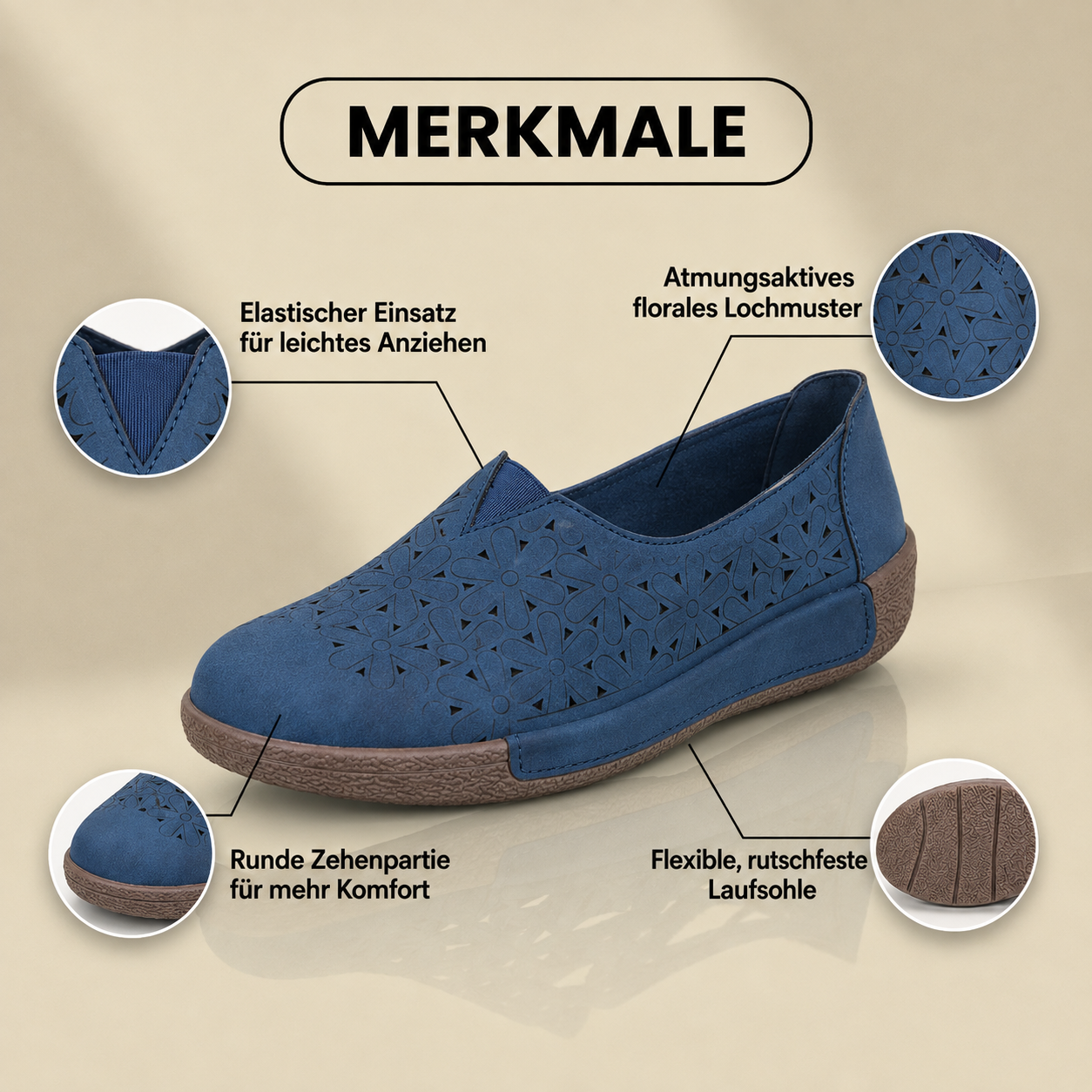 Orthopädische Strick-Slip-On-Sneaker - gestreiftes strukturiertes Design und schnürsenkellose Bequemlichkeit