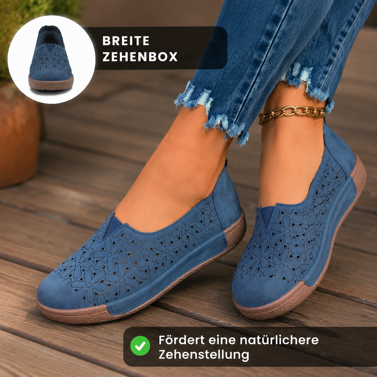 Orthopädische Strick-Slip-On-Sneaker - gestreiftes strukturiertes Design und schnürsenkellose Bequemlichkeit