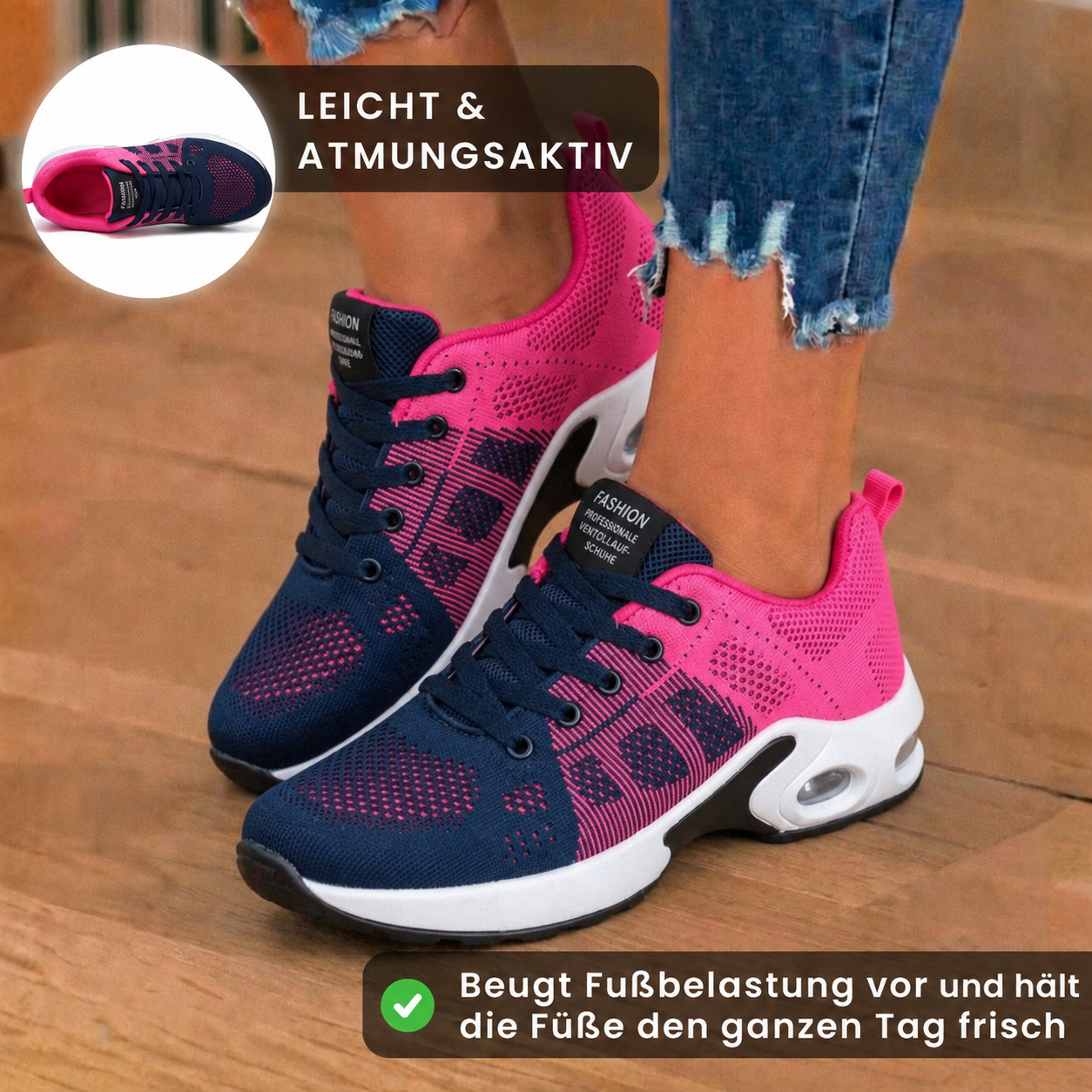 Orthopädische Mesh-Athletic-Sneaker - Farbverlauf und Luftkissen-Sohle