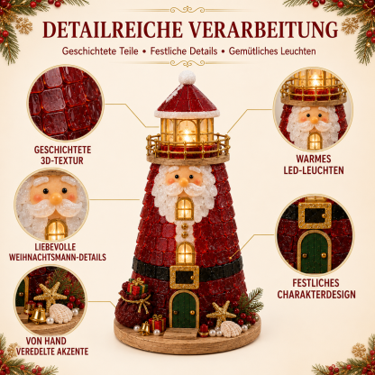 🎄 Anfängerfreundliches DIY-Leuchtturm-Bastelset mit beleuchteten Weihnachtsfiguren im Seeglas-Stil | Komplettset mit Seeglas-Elementen, LED-Lichtern & Schritt-für-Schritt-Anleitung 💕