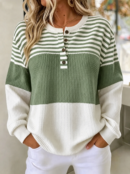 [Copy]🛒 RÄUMUNGSVERKAUF 🔥 Damen-Sweatshirt mit farbenfrohen Streifen und Half-Zip