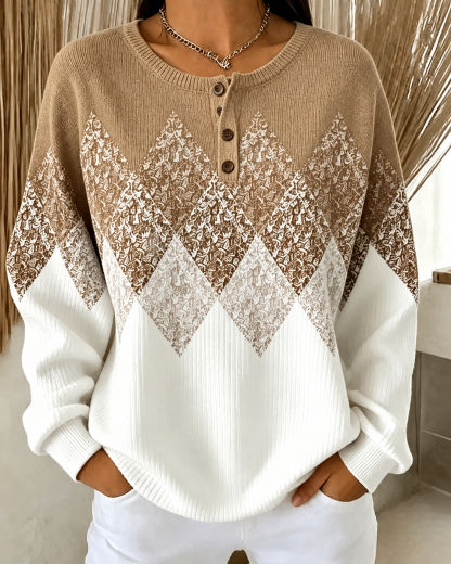 [Copy]🛒 RÄUMUNGSVERKAUF 🔥 Damen Sweatshirt mit Streifenmuster und Knopfleiste Weicher Langarm Pullover