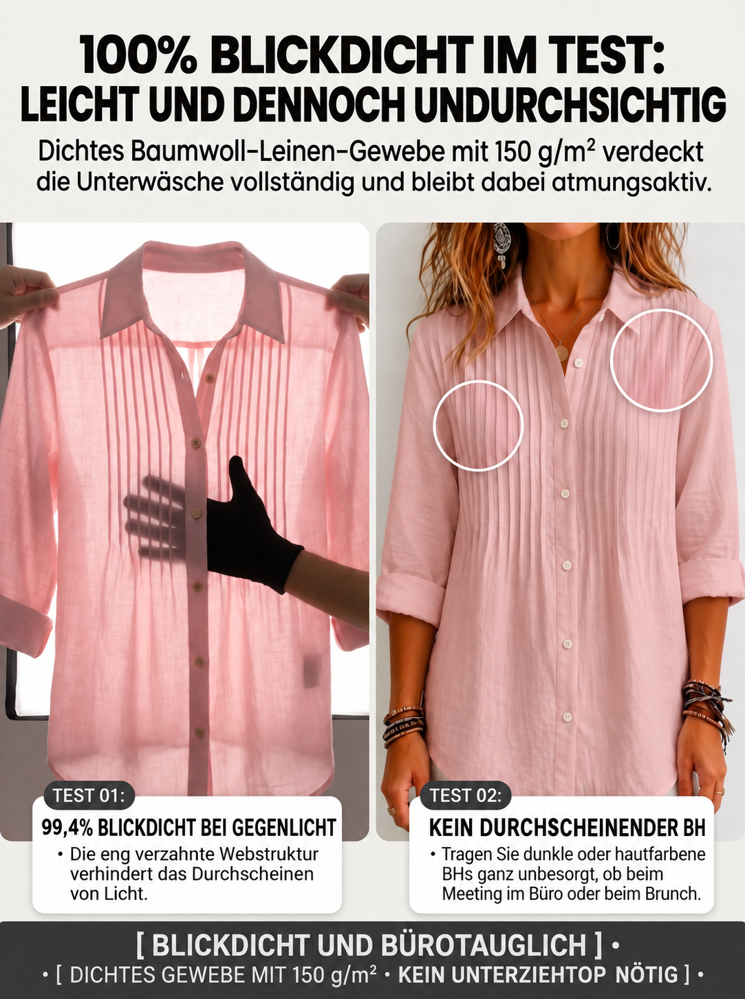 Test der hundertprozentigen Blickdichte