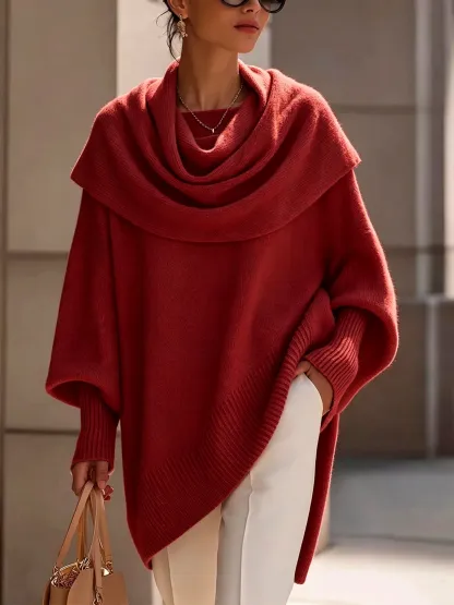 Räumungsverkauf 🔥 Lockerer, einfarbiger Damen-Strickpullover mit Rollkragen und langen Ärmeln (lässiger Stil)