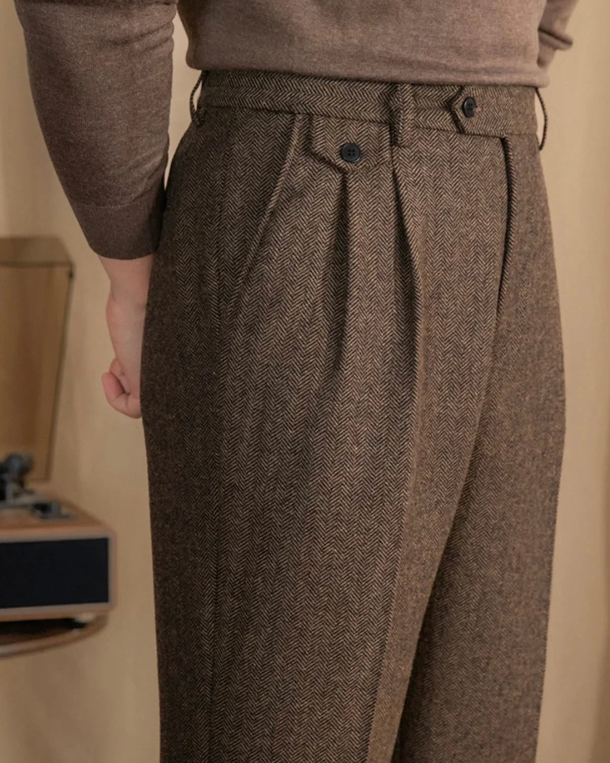 Elegante Klassische Herren Stoffhose Detail