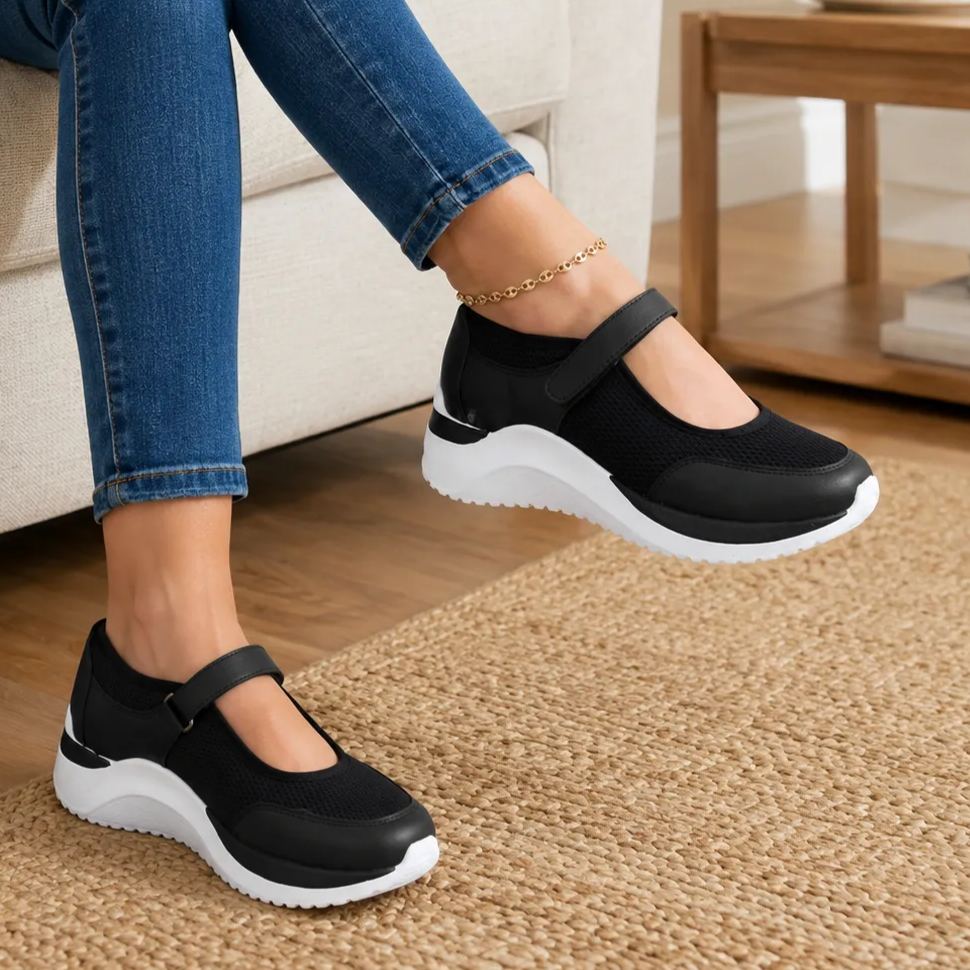 🔥 Nur heute: 70 % Rabatt! Damen Komfort-Mary-Jane Sneaker mit Keilsohle & atmungsaktivem Mesh