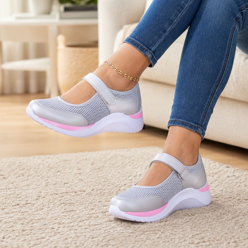 🔥 Nur heute: 70 % Rabatt! Damen Komfort-Mary-Jane Sneaker mit Keilsohle & atmungsaktivem Mesh