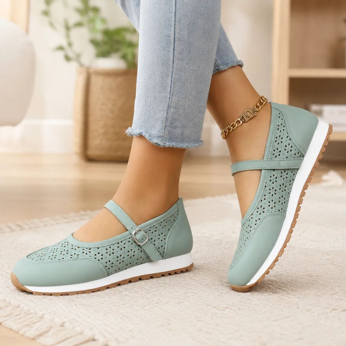 Damen Mary Jane Komfortschuhe – Leichte Atmungsaktive Alltagsschuhe