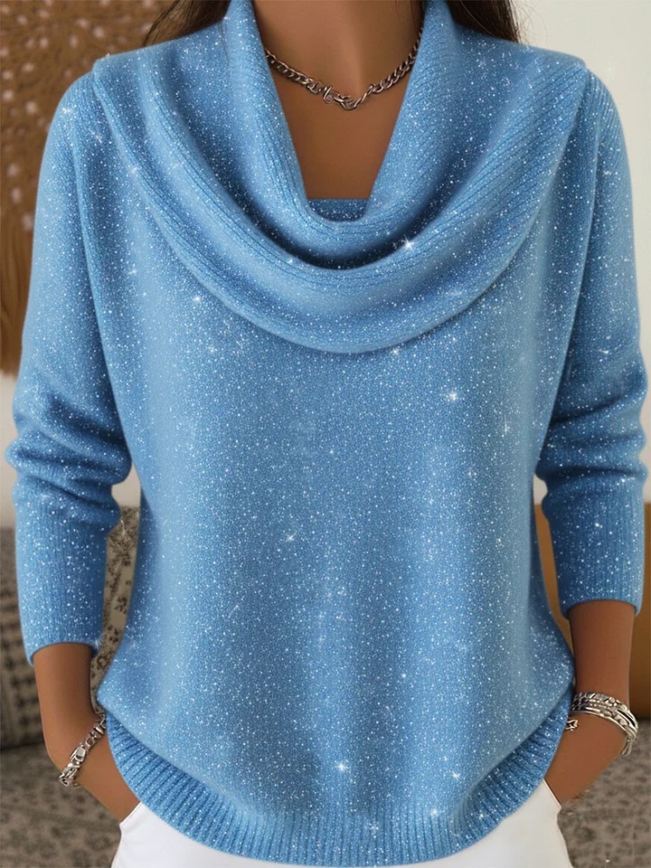 🎄 CLEARANCE SALE🔥 Women's Elegant Solid Color Loose Shiny Sweater