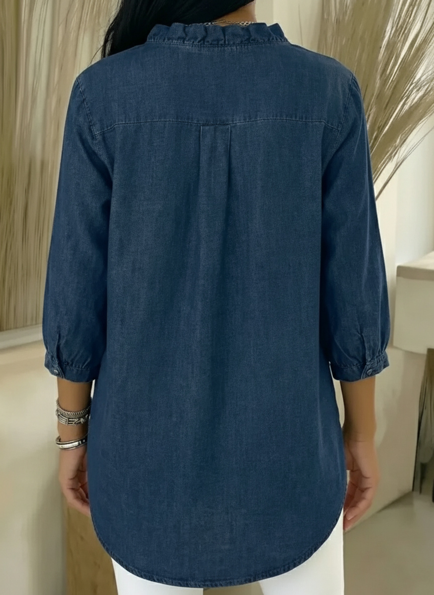 New Arrivals🔥 Women's Casual Denim V-Neck Ruffled Shirt