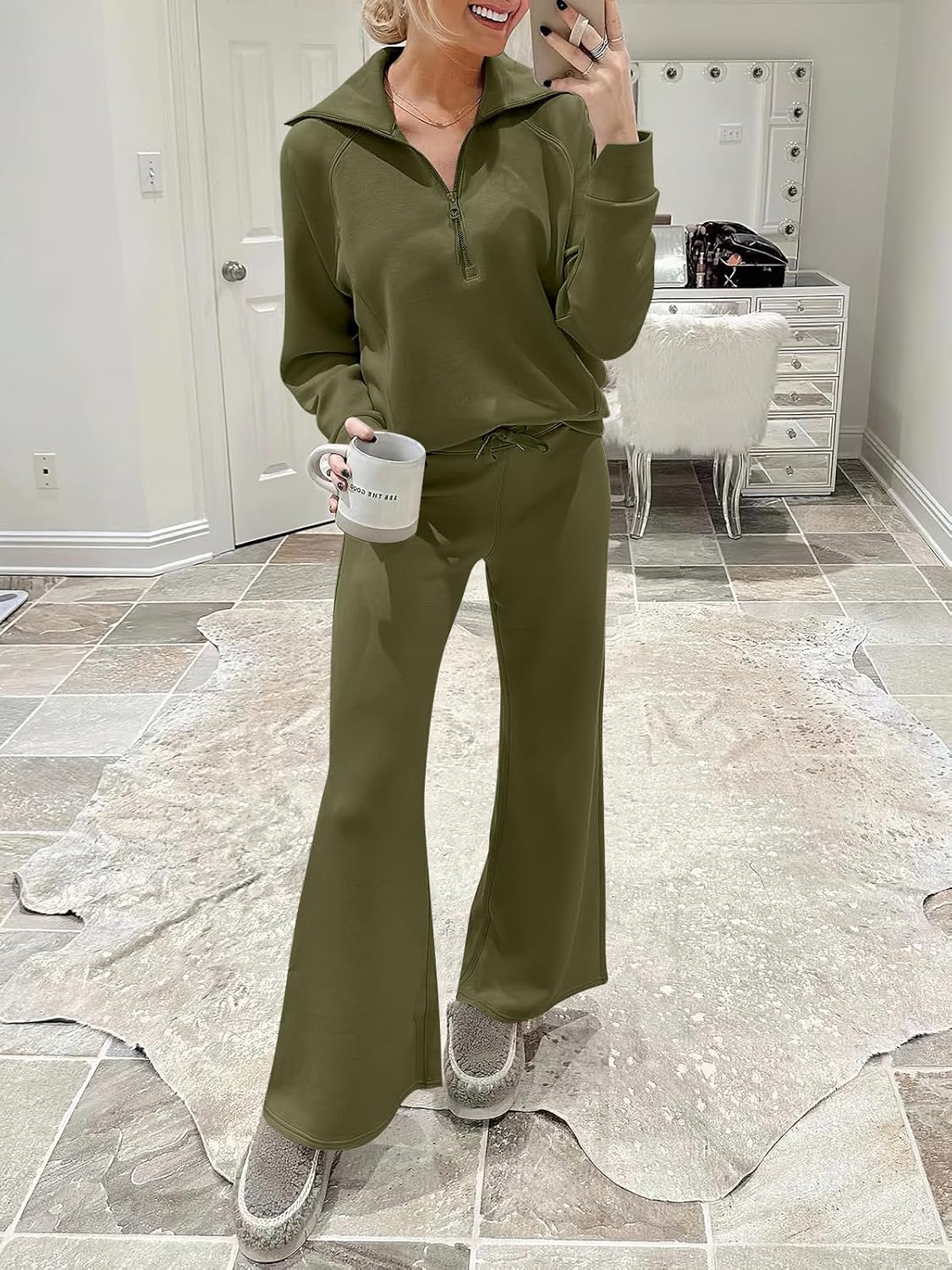 2024 Fall Trendy Outfits Oversized Two Piece Sweatsuit