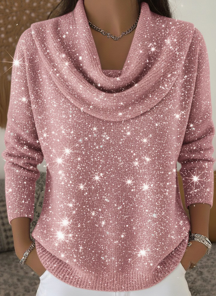 🎄 CLEARANCE SALE🔥 Women's Elegant Solid Color Loose Shiny Sweater
