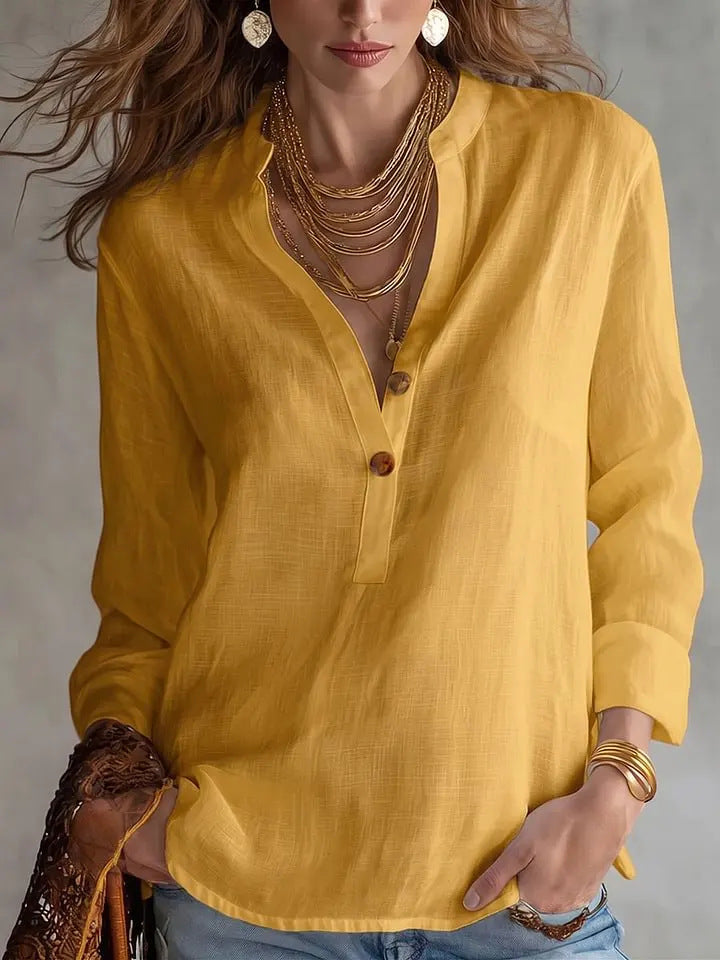 50% OFF Women's Linen Henley Blouse