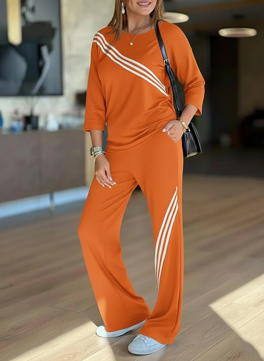 NEW🔥 Women's Soft Striped Design Set with Wide Fit Pants