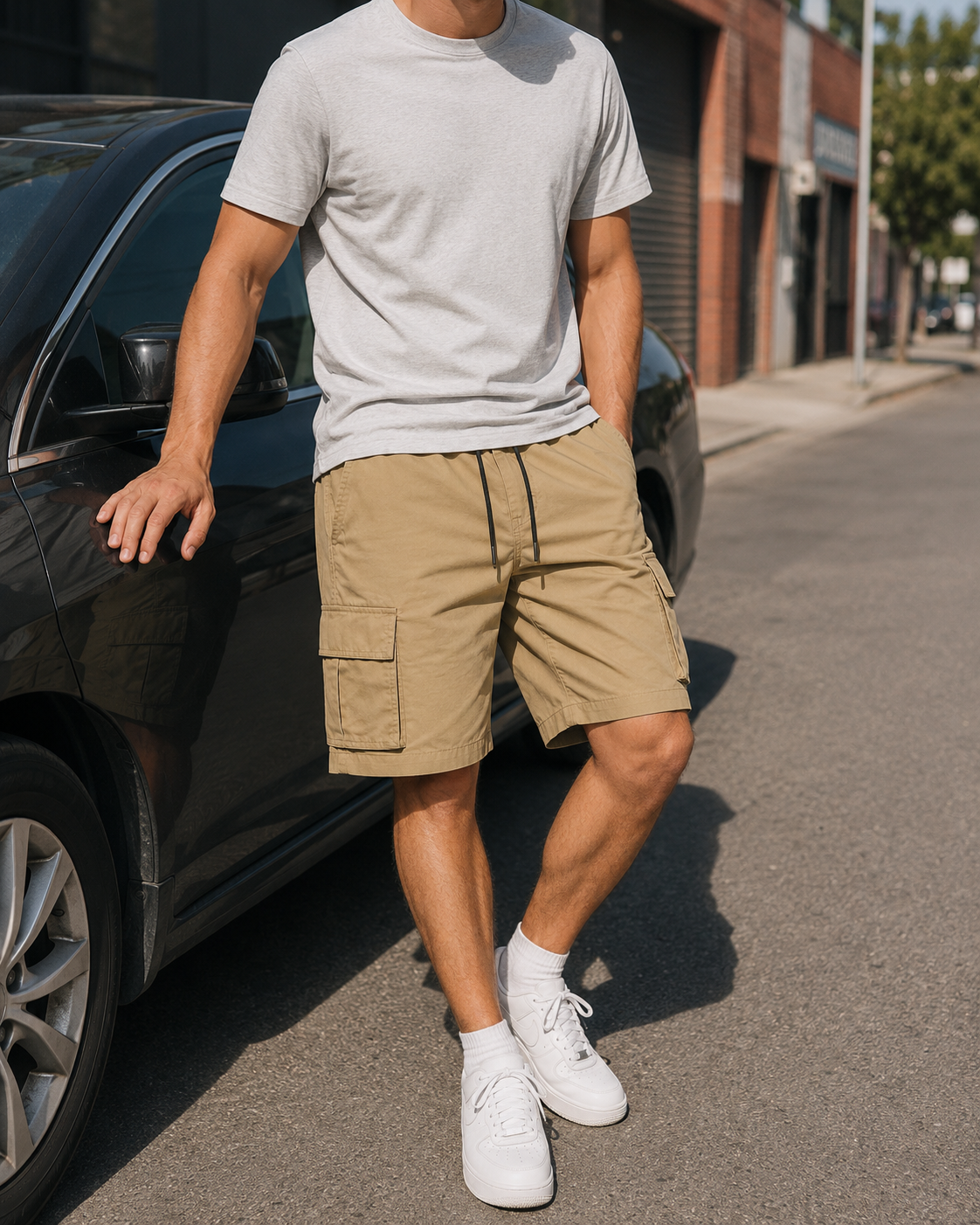 Men's 8-Pack Elastic Waist Drawstring Cargo Shorts