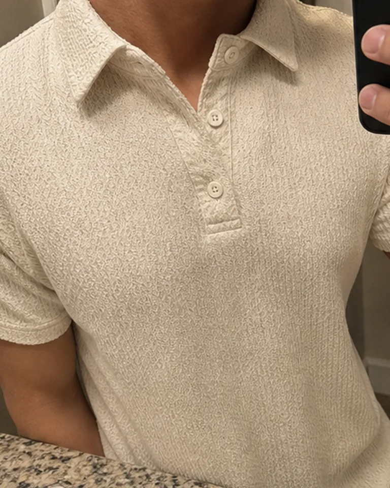 Textured Knit Polo and Shorts Set Relaxed set reference buyer-style fit reference
