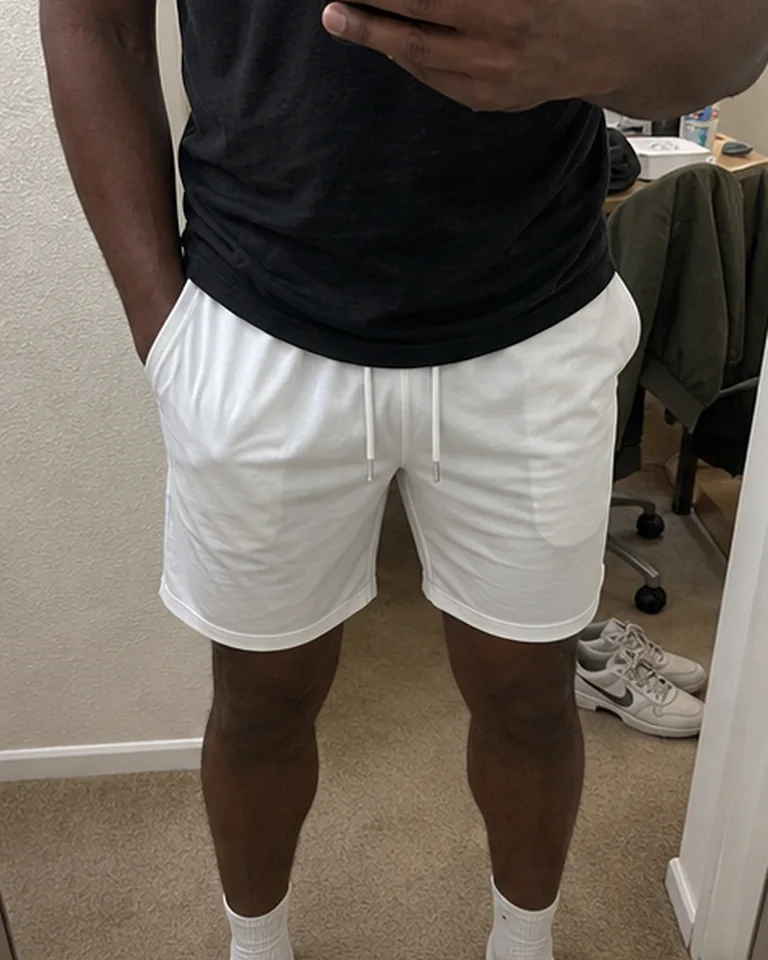 Lightweight Athletic Training Shorts White shorts mirror fit buyer-style fit reference