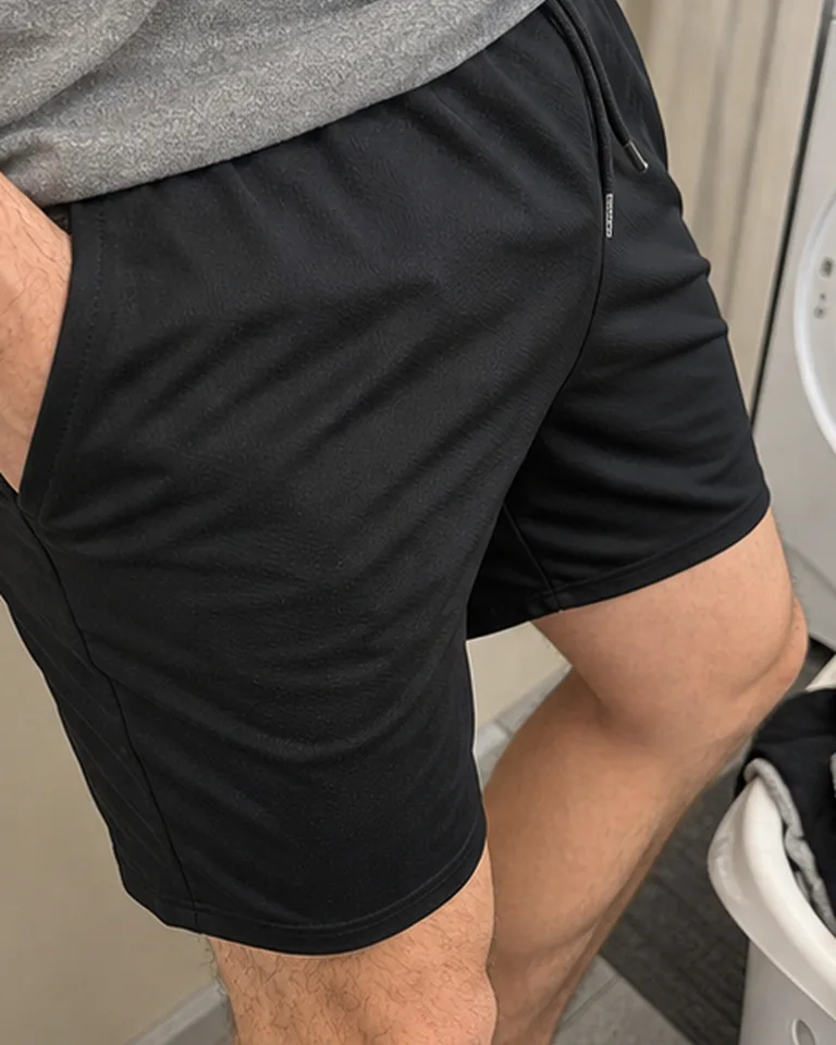 Lightweight Athletic Training Shorts Dark shorts waist detail buyer-style fit reference
