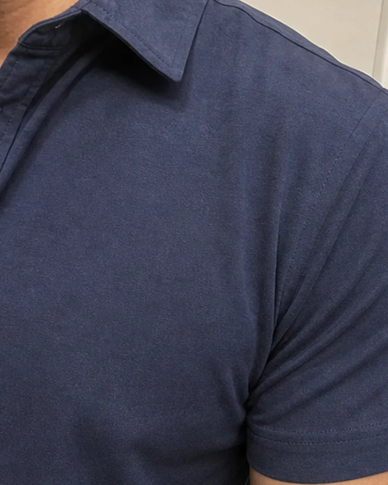 Quick-Dry Button-Front Shirt Collar fabric close-up buyer-style fit reference