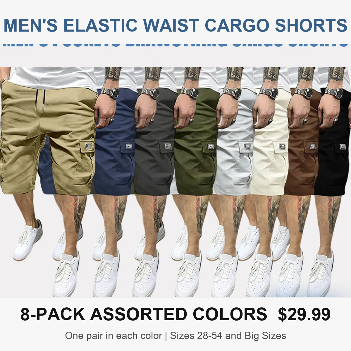 Men's 8-pack cargo shorts - 8-Pack Assorted Colors