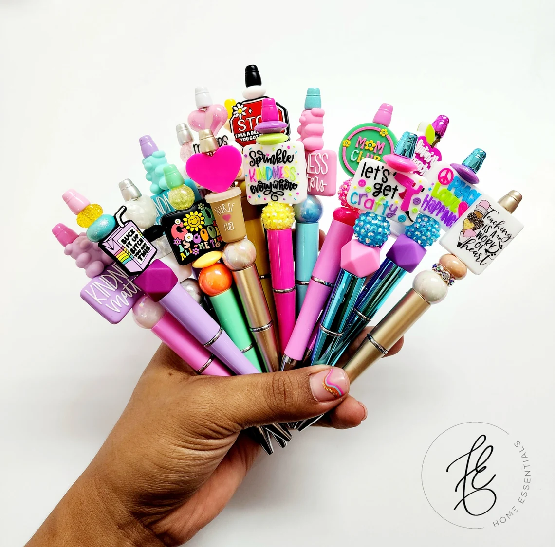 Assorted Handmade DIY Beaded Pens for School, Office & Kids | Handcrafted Goods with Natural Minor Default Defects