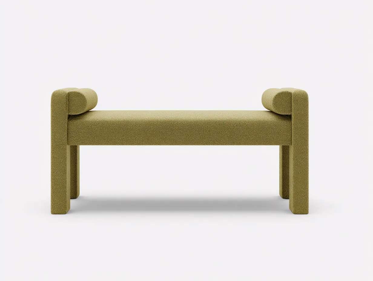 Bank mit Stoffbezug 150x42x55 cm - Olivgrün - Polsterrolle für Schlafzimmer-Lonazahaus