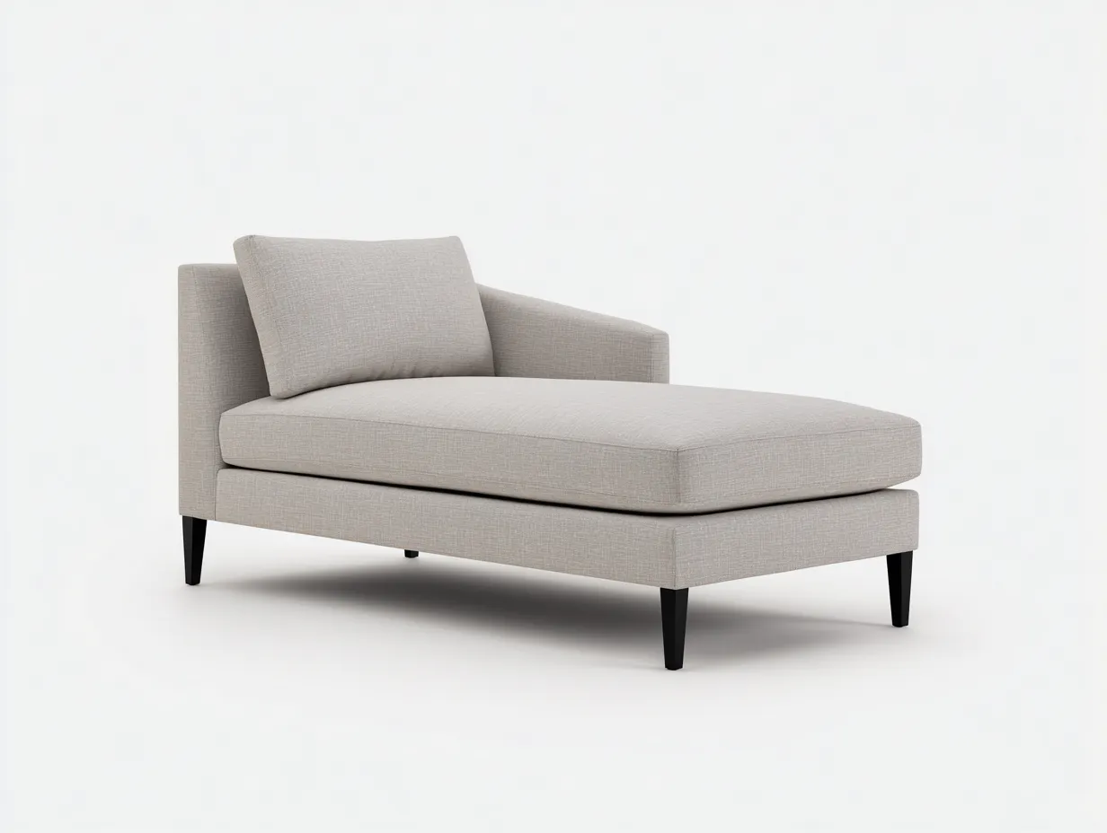 Chaiselongue aus Leinenstoff 176x84x80 cm - hellgrau und schwarz - mit Rückenlehne für Wohnzimmer-Lonazahaus