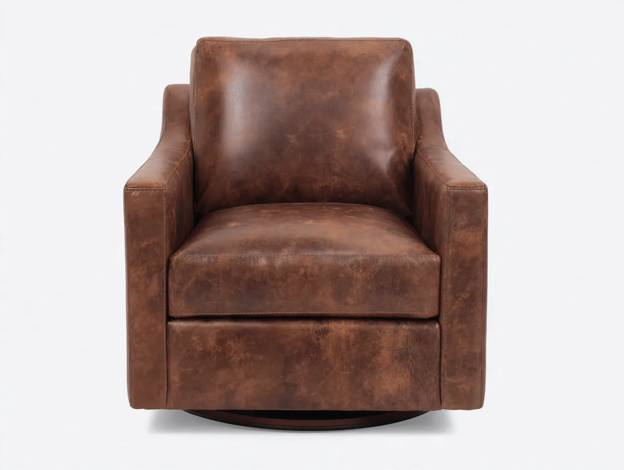 Sessel Lederoptik 93x90x87 cm - Dunkelbraun - drehbarer Polstersessel für Wohnzimmer-Lonazahaus