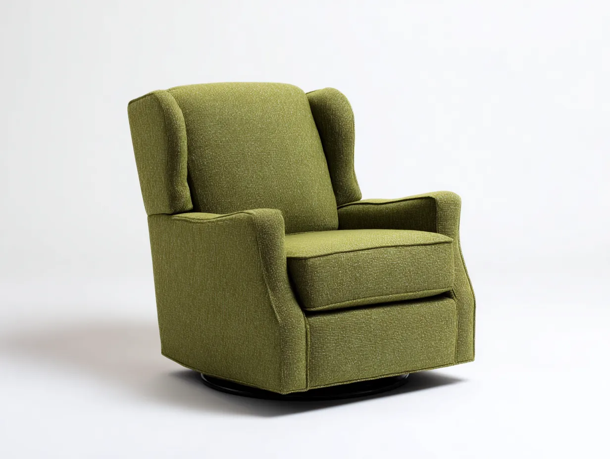 Sessel Stoff 90x87x95 cm - Grün und Schwarz - drehbarer Ohrensessel für Wohnzimmer-Lonazahaus