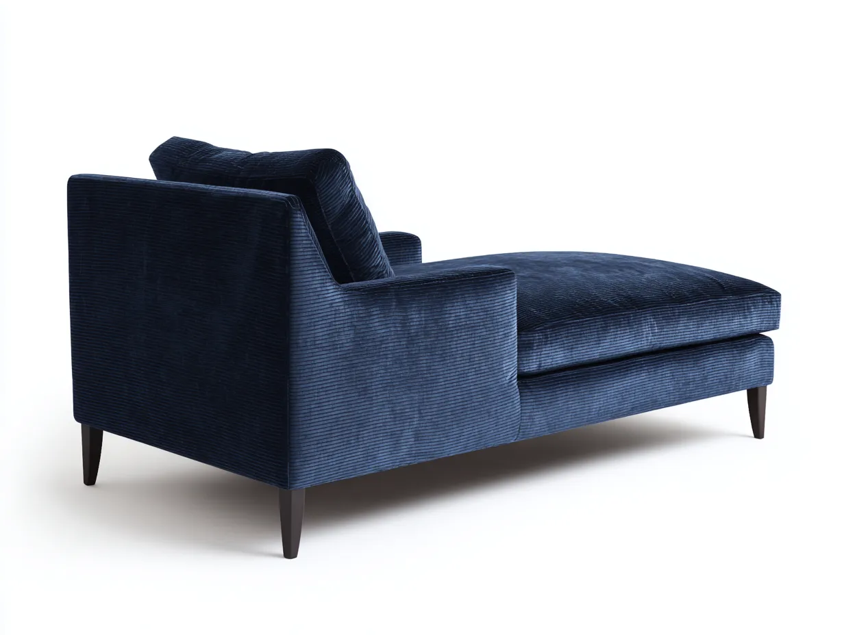 Chaiselongue aus Cordvelours 182x86x82 cm - dunkelblau - mit Armlehne für Wohnzimmer-Lonazahaus