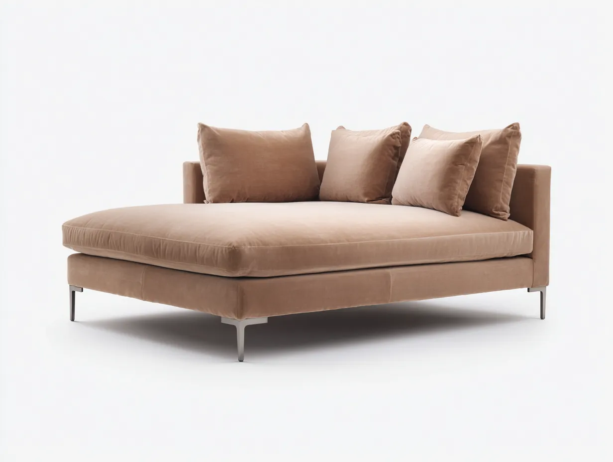 Chaiselongue aus Bouclé Stoff 188x96x74 cm - elfenbein - bodennahes Design für Wohnzimmer-Lonazahaus