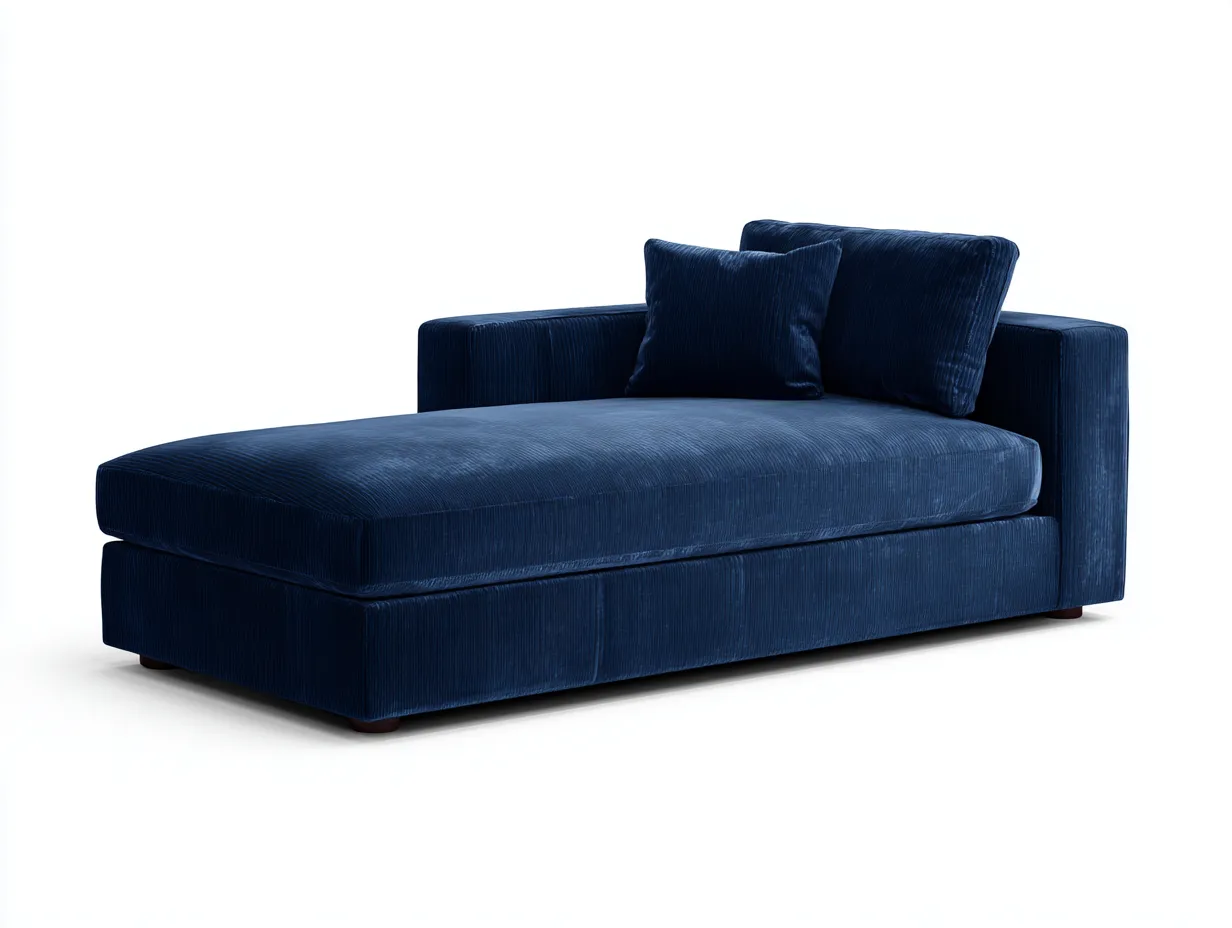 Chaiselongue aus dunkelblauem Cordstoff 188x92x74 cm - tiefblau - bodennah für Wohnzimmer-Lonazahaus