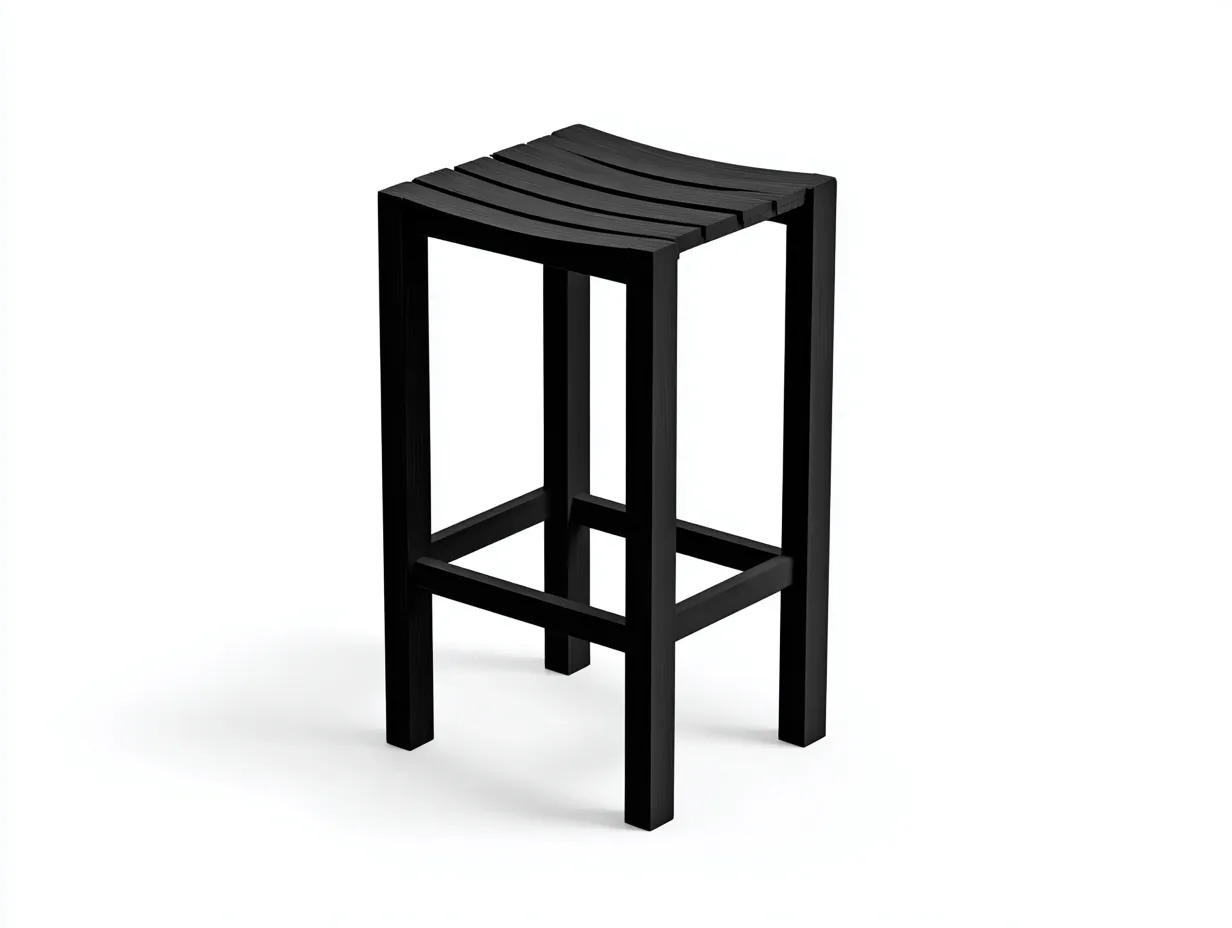 Barhocker Holz 40x43x76 cm - Schwarz - kompakter Outdoor-Hocker mit gewölbtem Sitz-Lonazahaus