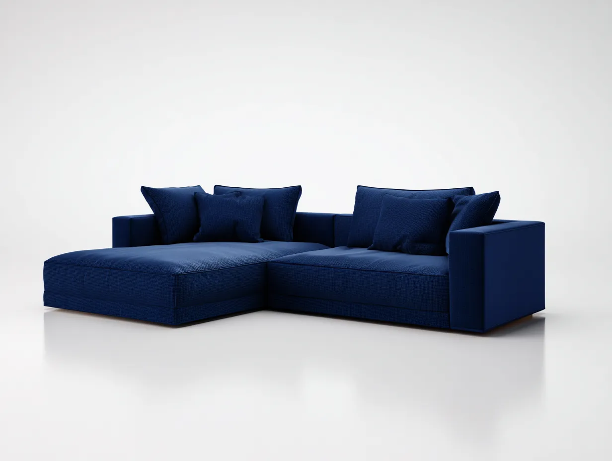 Ecksofa aus dunkelblauem Stoff 294x220x74 cm - dunkelblau - kompakt für Wohnzimmer-Lonazahaus