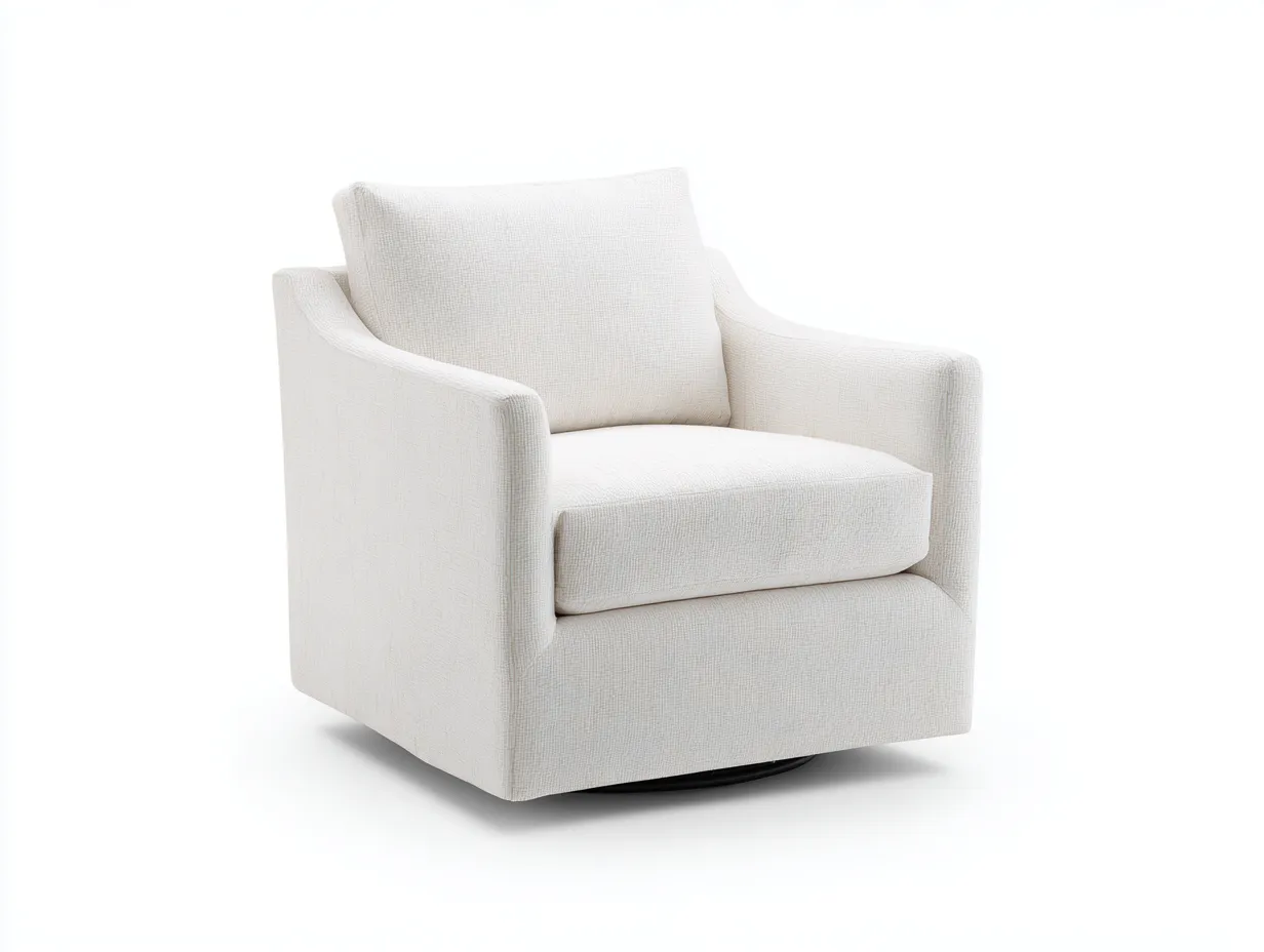 Sessel Leinenoptik 86x84x85 cm - Creme und Schwarz - drehbarer Polstersessel für Wohnzimmer-Lonazahaus