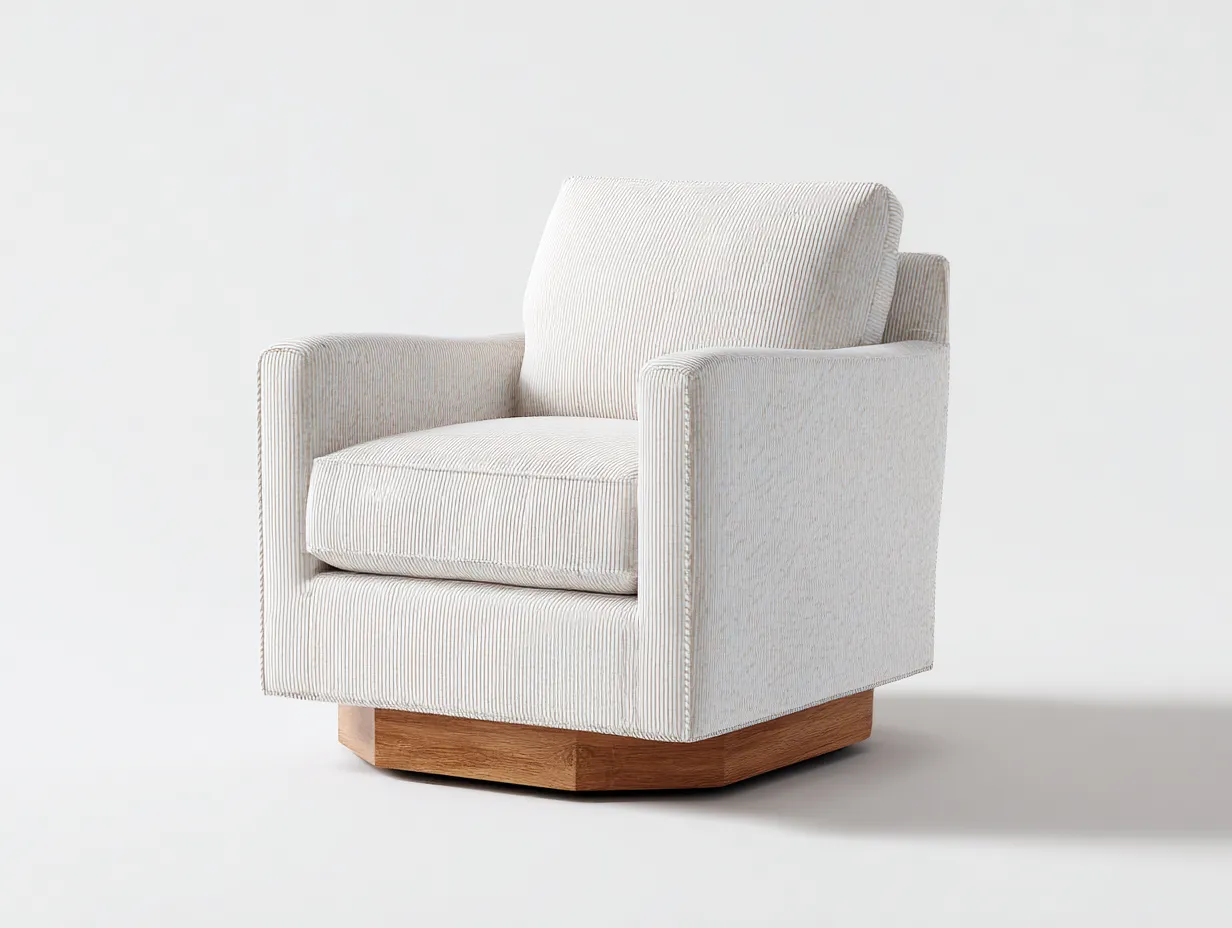 Sessel Cord 89x84x86 cm - Creme und Holzfarben - strukturierter Loungesessel für Wohnzimmer-Lonazahaus