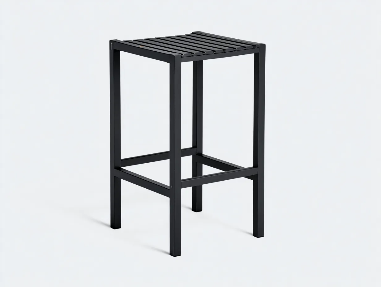 Barhocker Metall 43x43x78 cm - Schwarz - moderner Outdoor-Hocker mit geradem Rahmen-Lonazahaus
