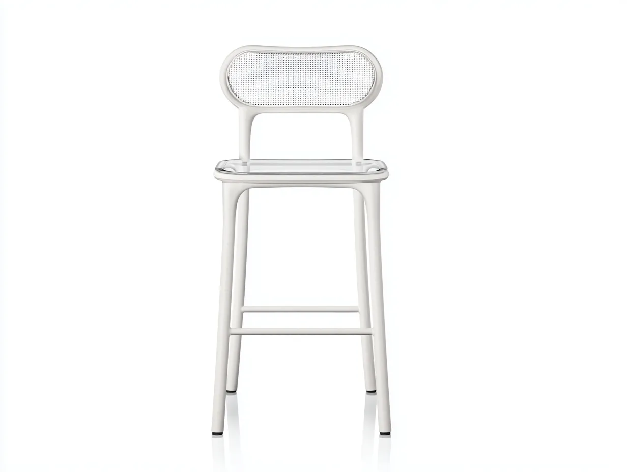 Barhocker Metall Kunststoff 48x50x104 cm - Weiß und Transparent - Outdoor-Hocker mit Rückenlehne-Lonazahaus